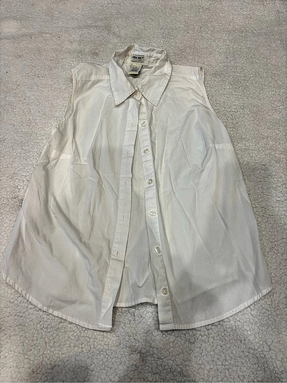 Cherokee White Cotton Sleeveless Button Down Size Small